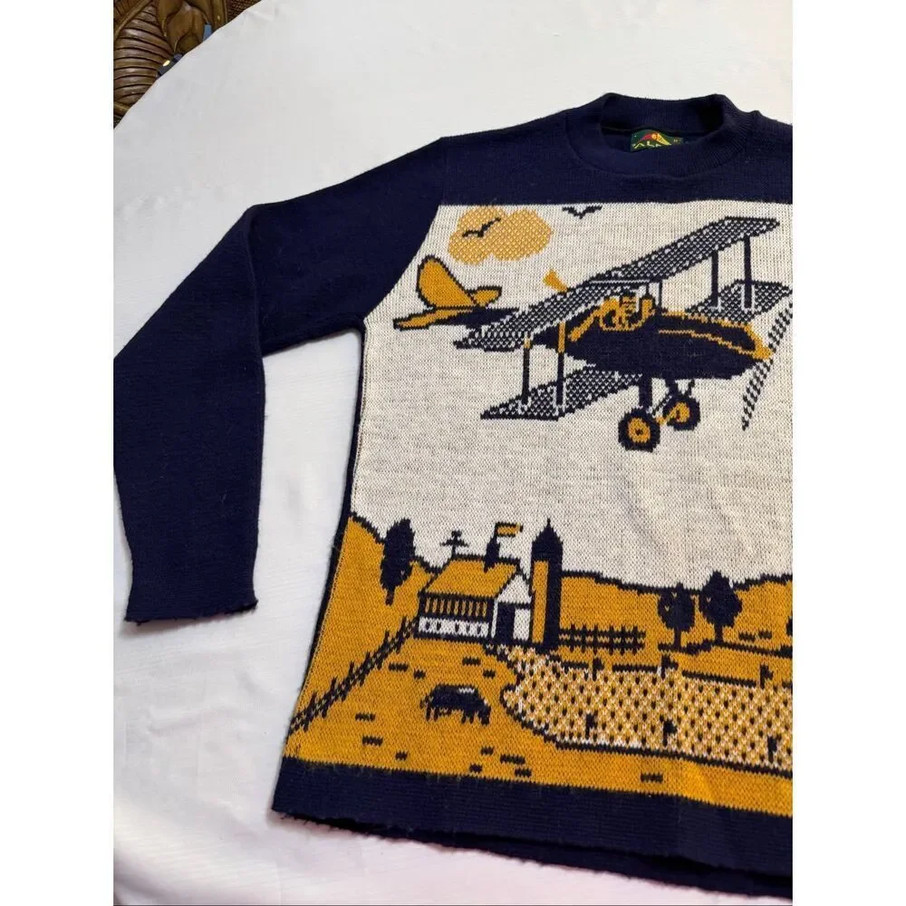 Alps Navy Blue Vintage Nordic Sweater Size Medium